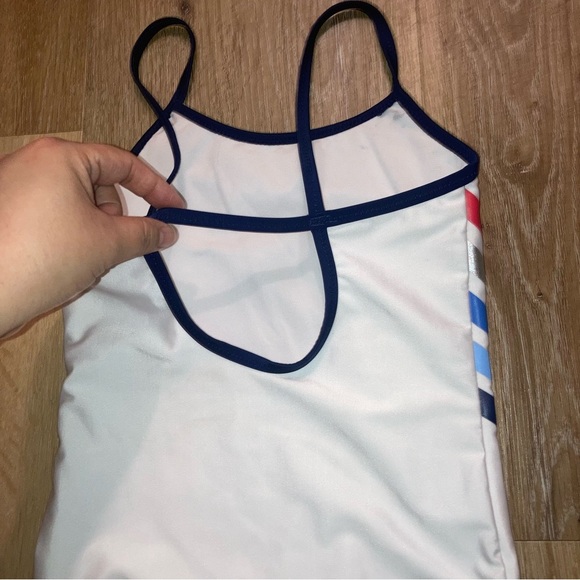 Tommy Hilfiger Kids Swim One Piece - White with Red, Blue, Stripes | Pool Beach - Picture 4 of 7